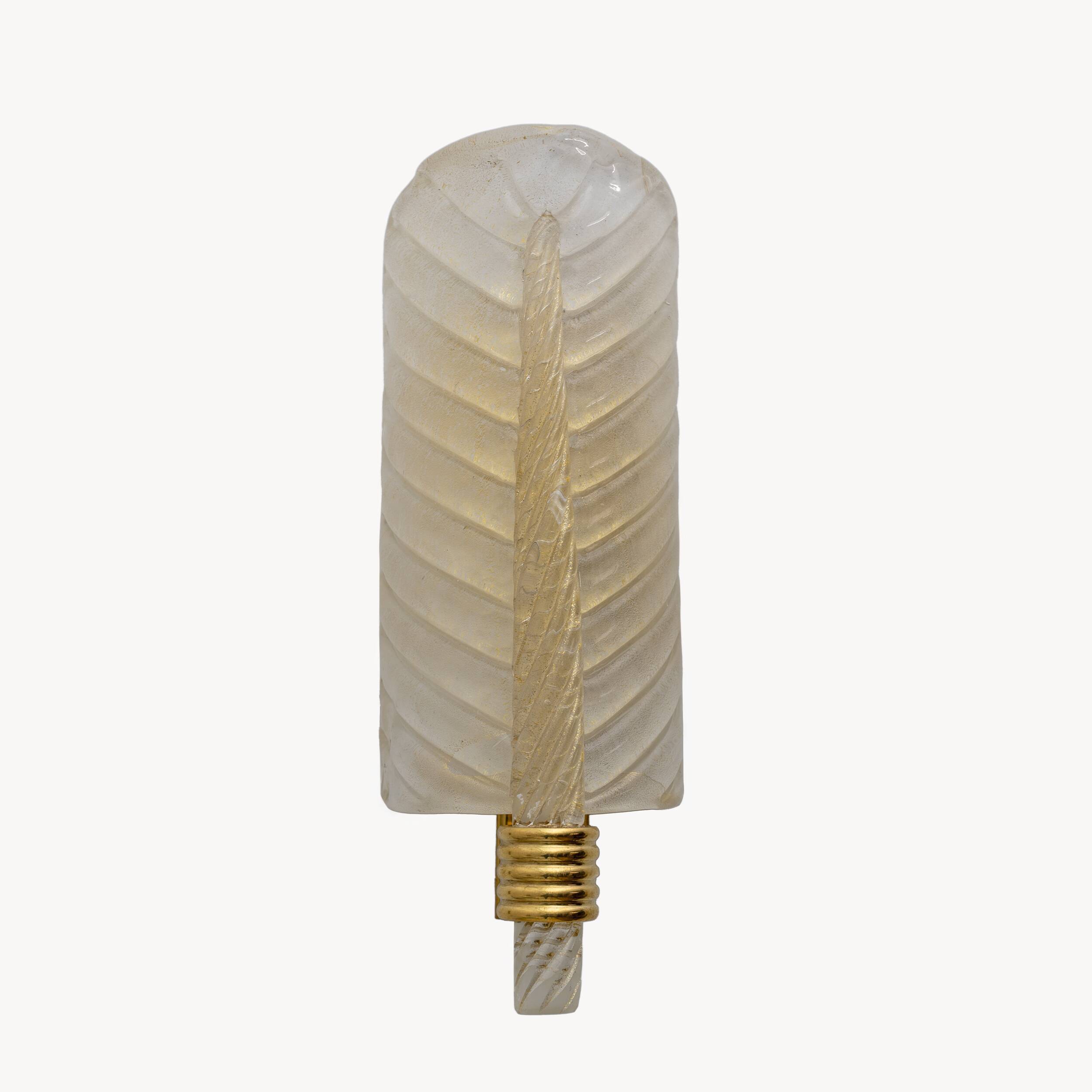 Pair of Barovier & Toso Style Mid-Century Modern Murano Glass Gold Leaf Sconces