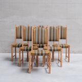 Danish Mid-Century Oak Upholstered Dining Chairs (6)