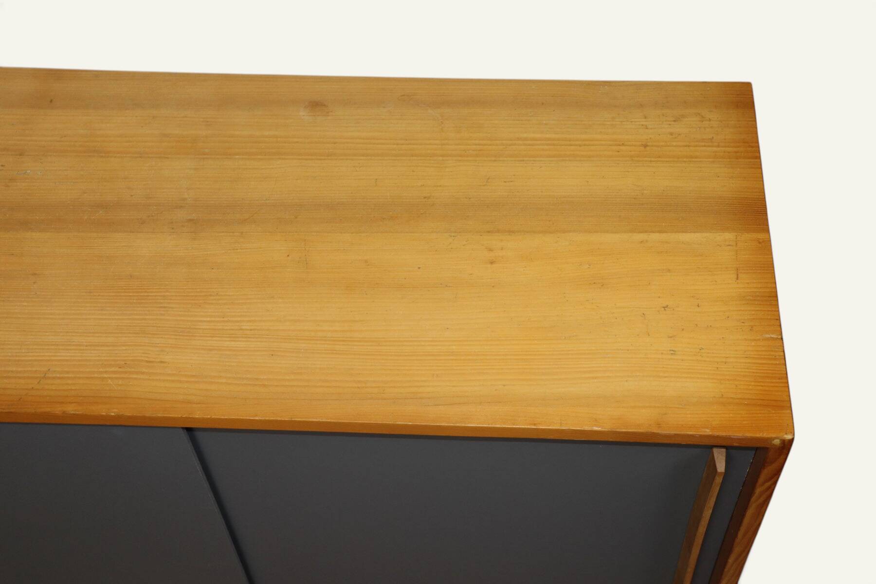 Vintage wooden sideboard with sliding doors – 1960s