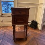 Antique Walnut and Marble Bedside Table