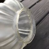 Antique French Napoleon III Brass & Bronze Opaline Glass Ceiling Light