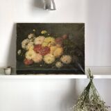 Oil on canvas 19th century bouquet of flowers