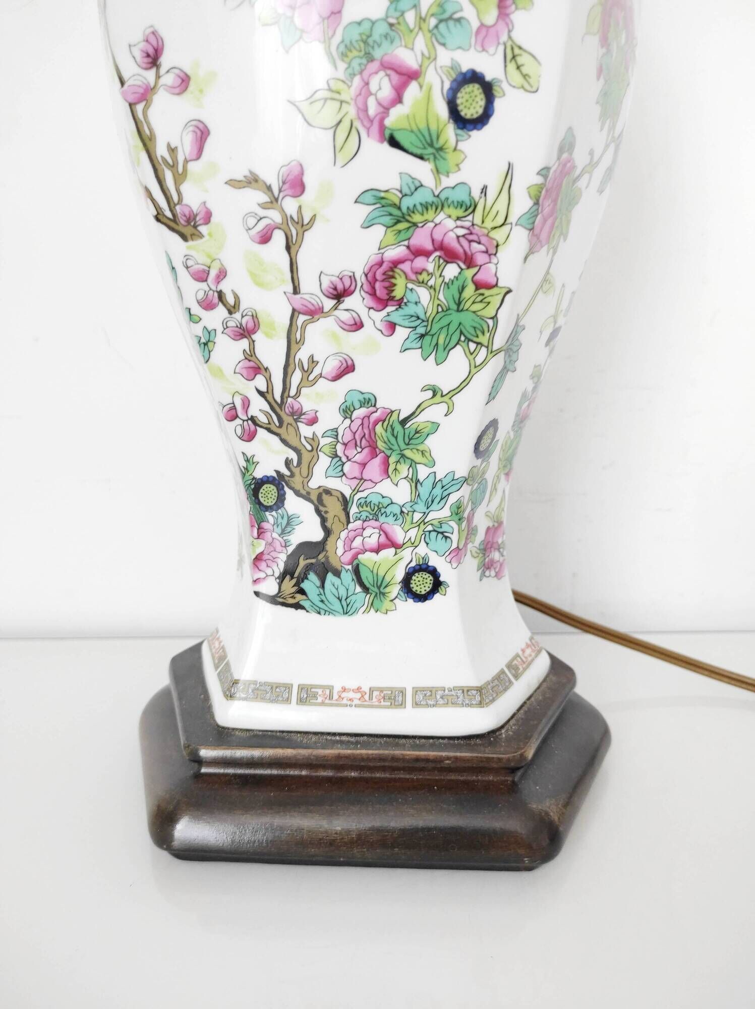 Asian floral porcelain lamp base
