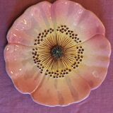 Service of 6 plates of barbotine with wild rose flowers Delphine Massier Vallauris