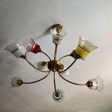 Chandelier granite glasses of colors 10 fires 1950