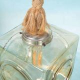 Japandi suspended glass lamp, vintage cubic bohemian glass lamp.