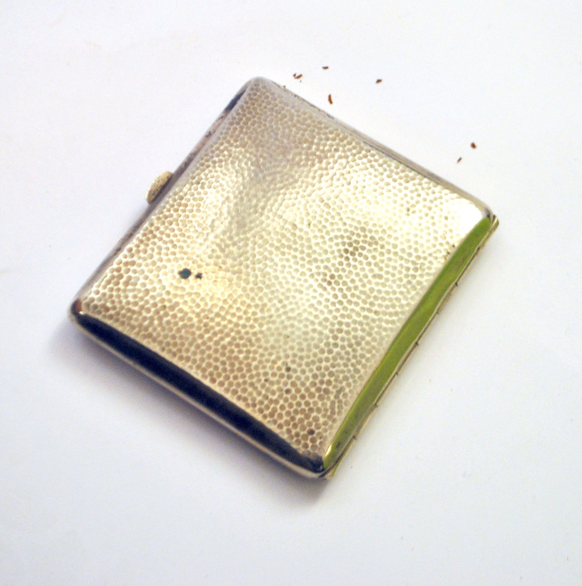 Art Deco cigarette case, alpaca cigarette holder with WS monogram.