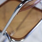 Set of 3 folding chairs in plexiglass and chrome, 1970.