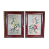 Paire d’huile sur toile « Bouquets de roses »
