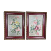 Pair of oil on canvas "Bouquets of roses"