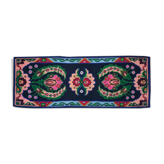 Wool handwoven runner rug Romania bohemian design
