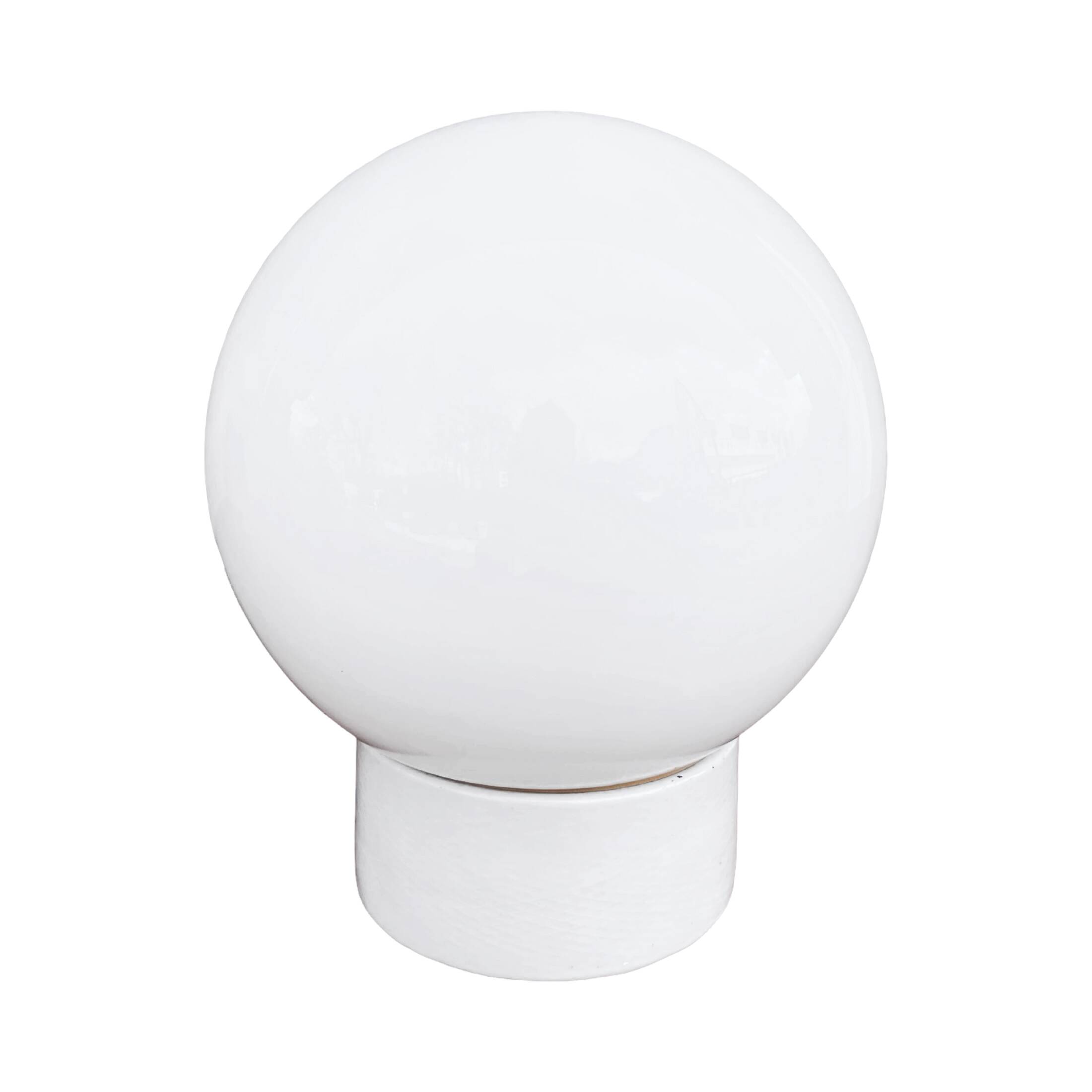 Industrial spherical wall lamp, white, OWS100, Poland, 1960s PRL