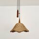 Adjustable Wicker and Teak Pendant Lamp