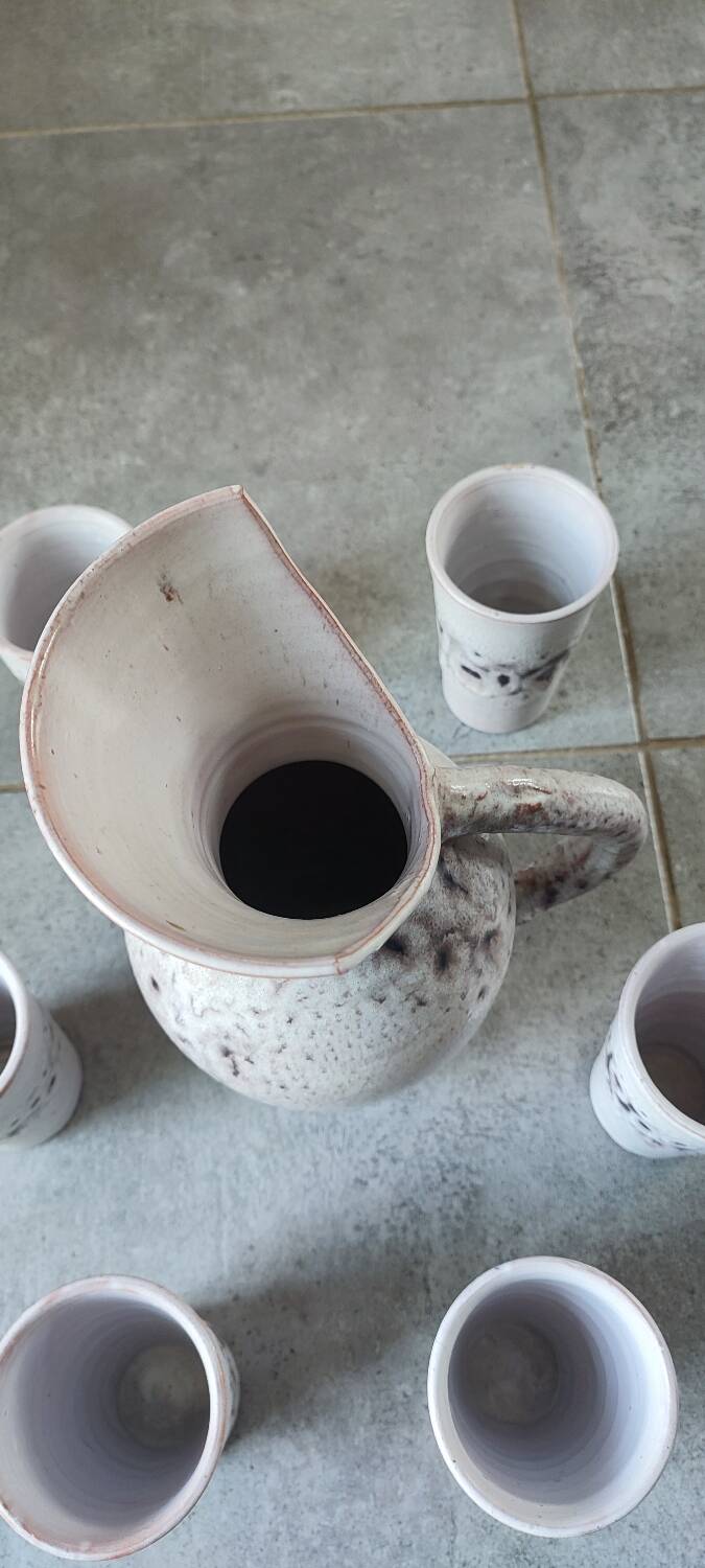 Pierlot 60s enamelled stoneware orangeade service