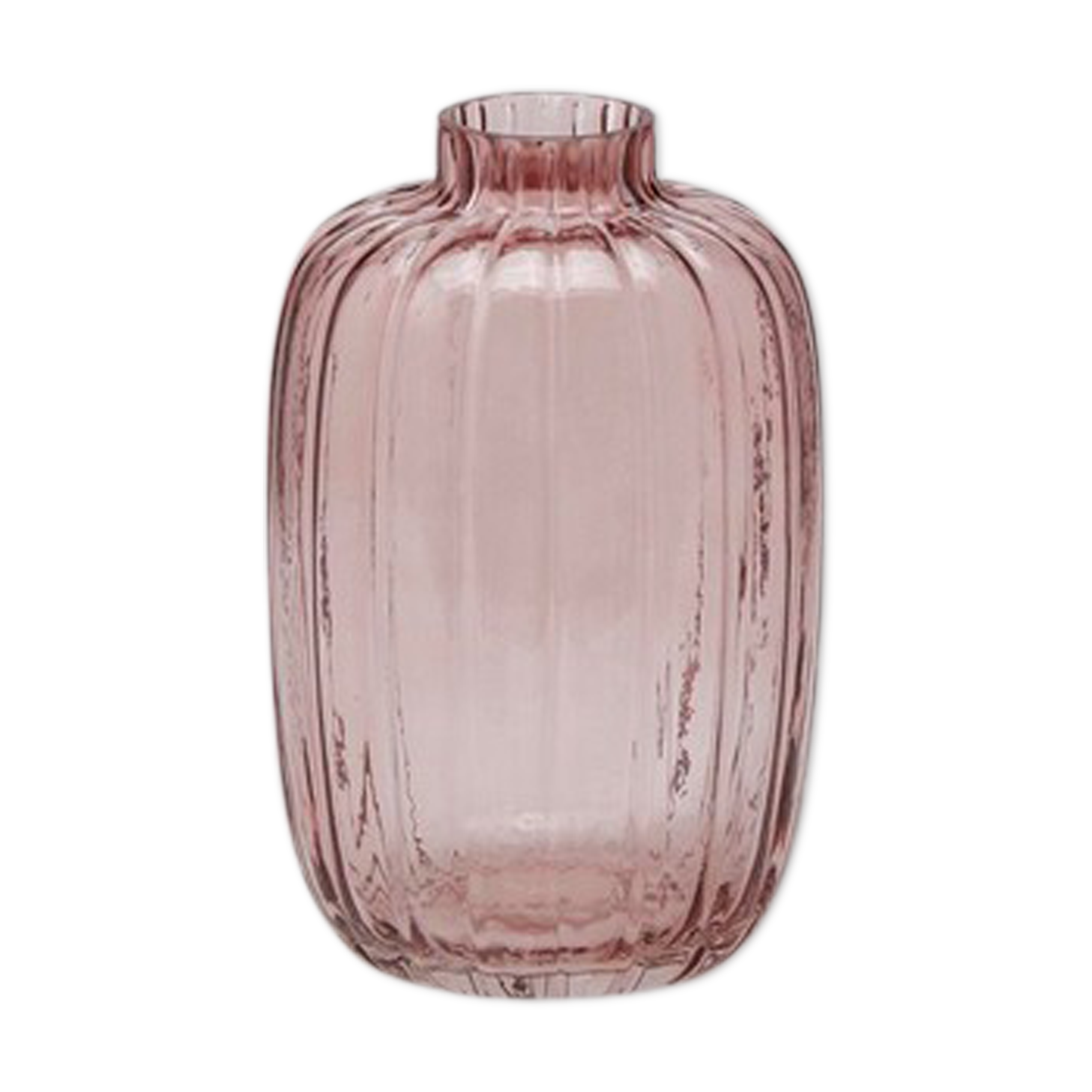 Light pink striated glass vase 20cm