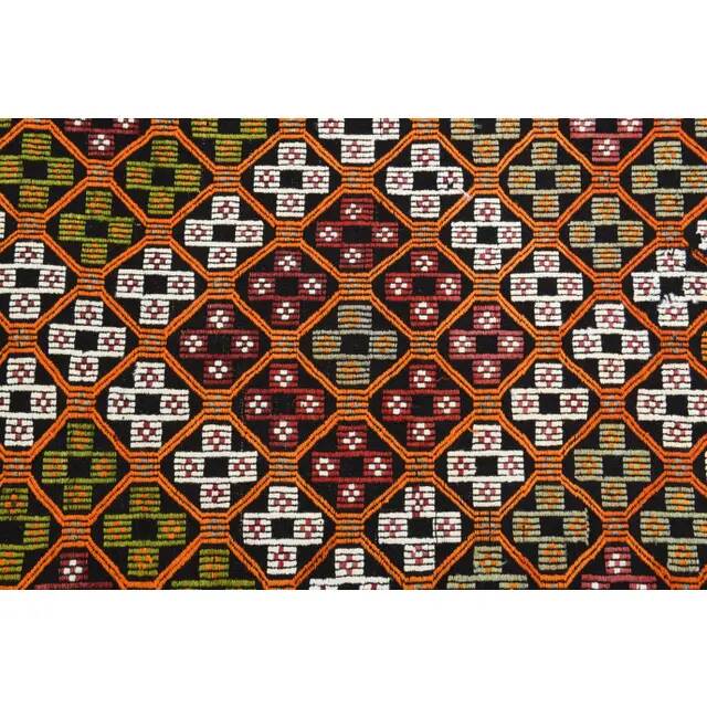 1970s Vintage Turkish Oushak Handmade Wool Cotton Orange Area Rug 179x353