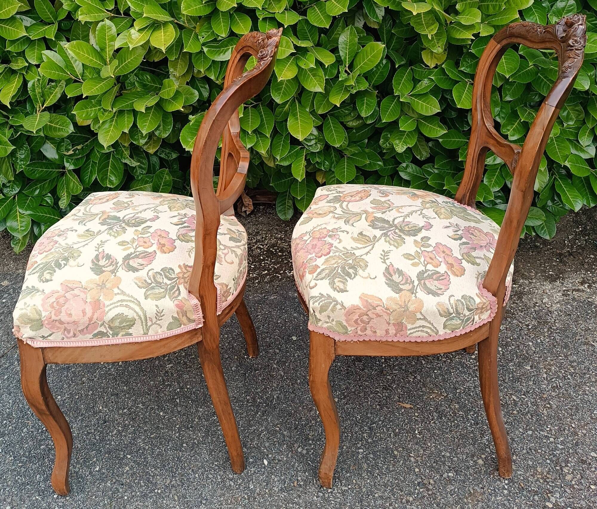 Pair of 19th-century Louis XV walnut chairs
