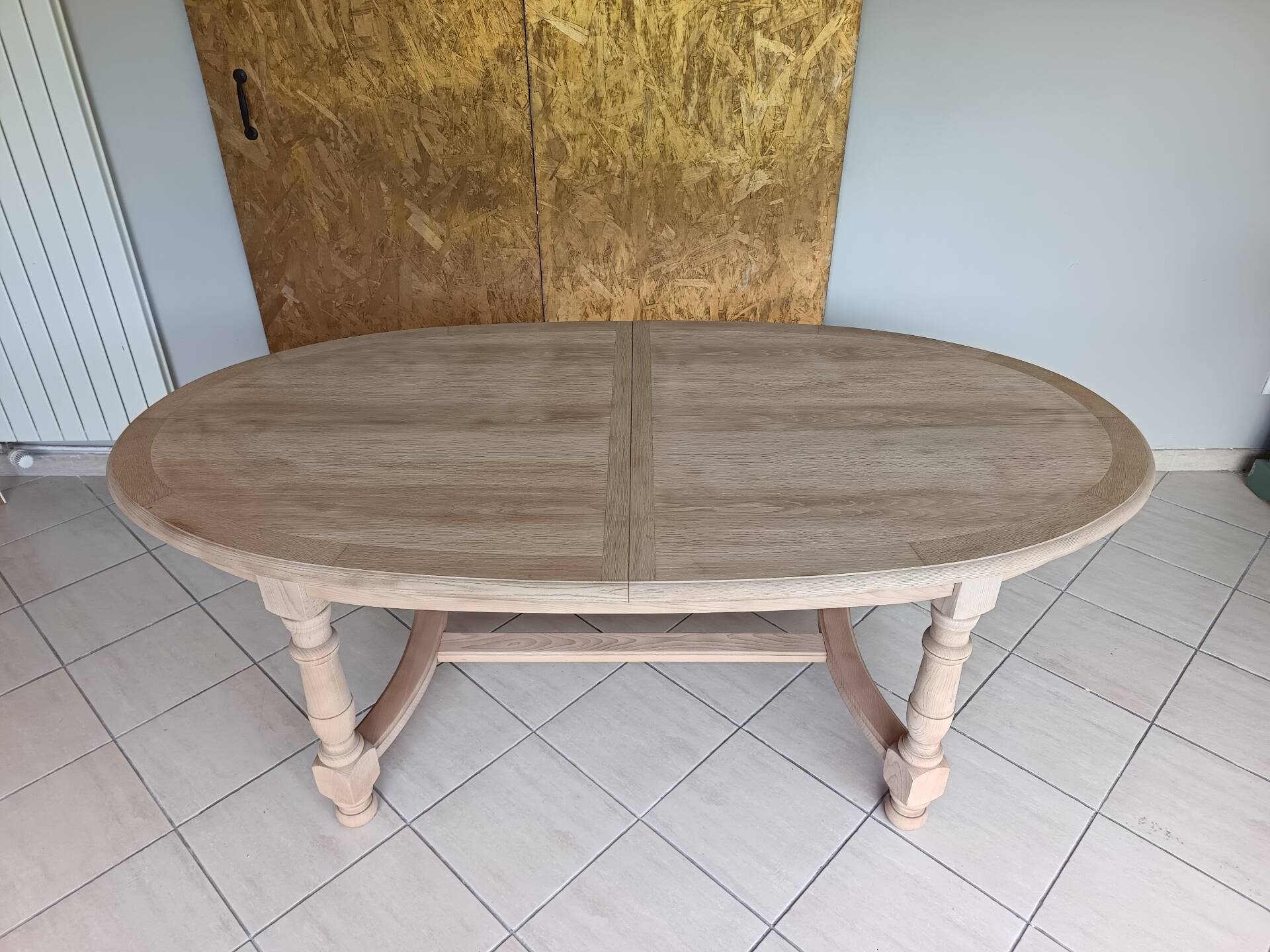 Renovated solid oak extendable oval table