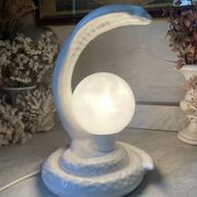 Lampe cobra vintage céramique et opaline