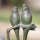 Vintage bookends, bronze parrot green patina onyx base, animals