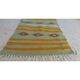 Multi-coloured kilim green carpet made of pure wool  65x105cm