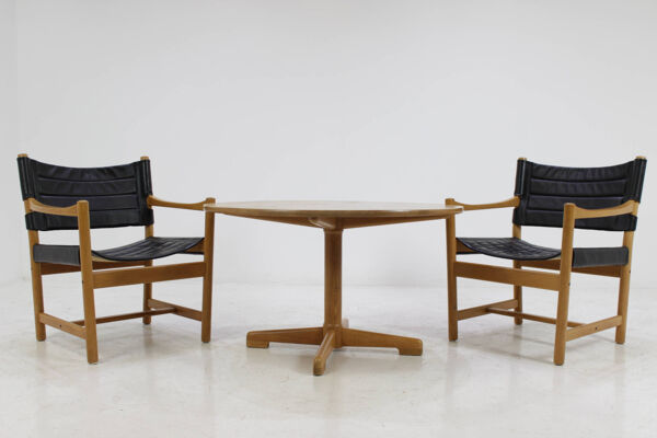 Ensemble de fauteuils en cuir noir danois et table basse par Ditte et Adrian Heath, années 1960