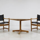 Ensemble de fauteuils en cuir noir danois et table basse par Ditte et Adrian Heath, années 1960