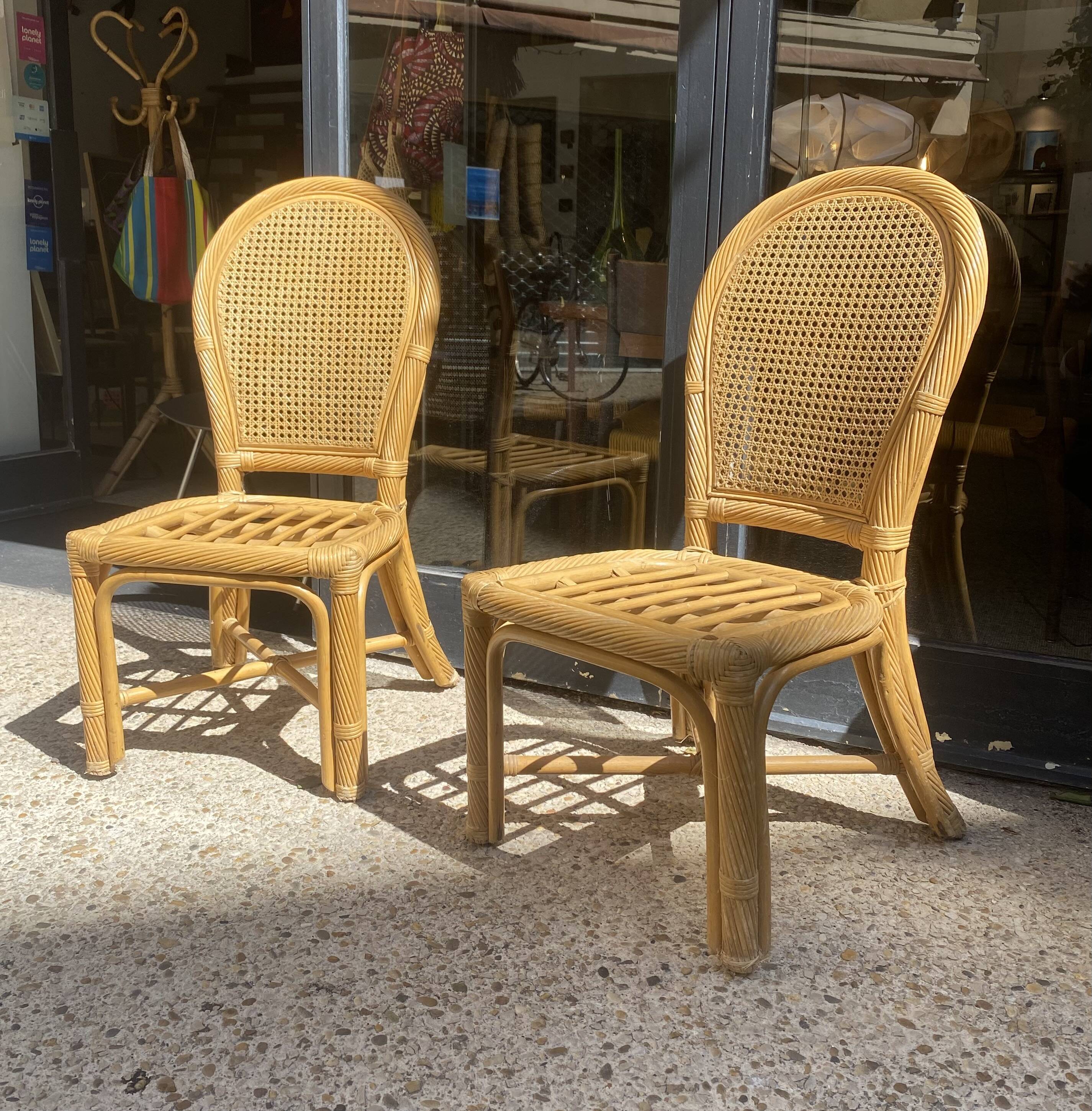 Paire de chaises en rotin