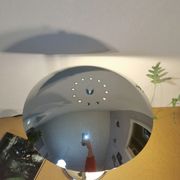 Mushroom lamp, chrome metal saucer, Aluminor, France, 1970