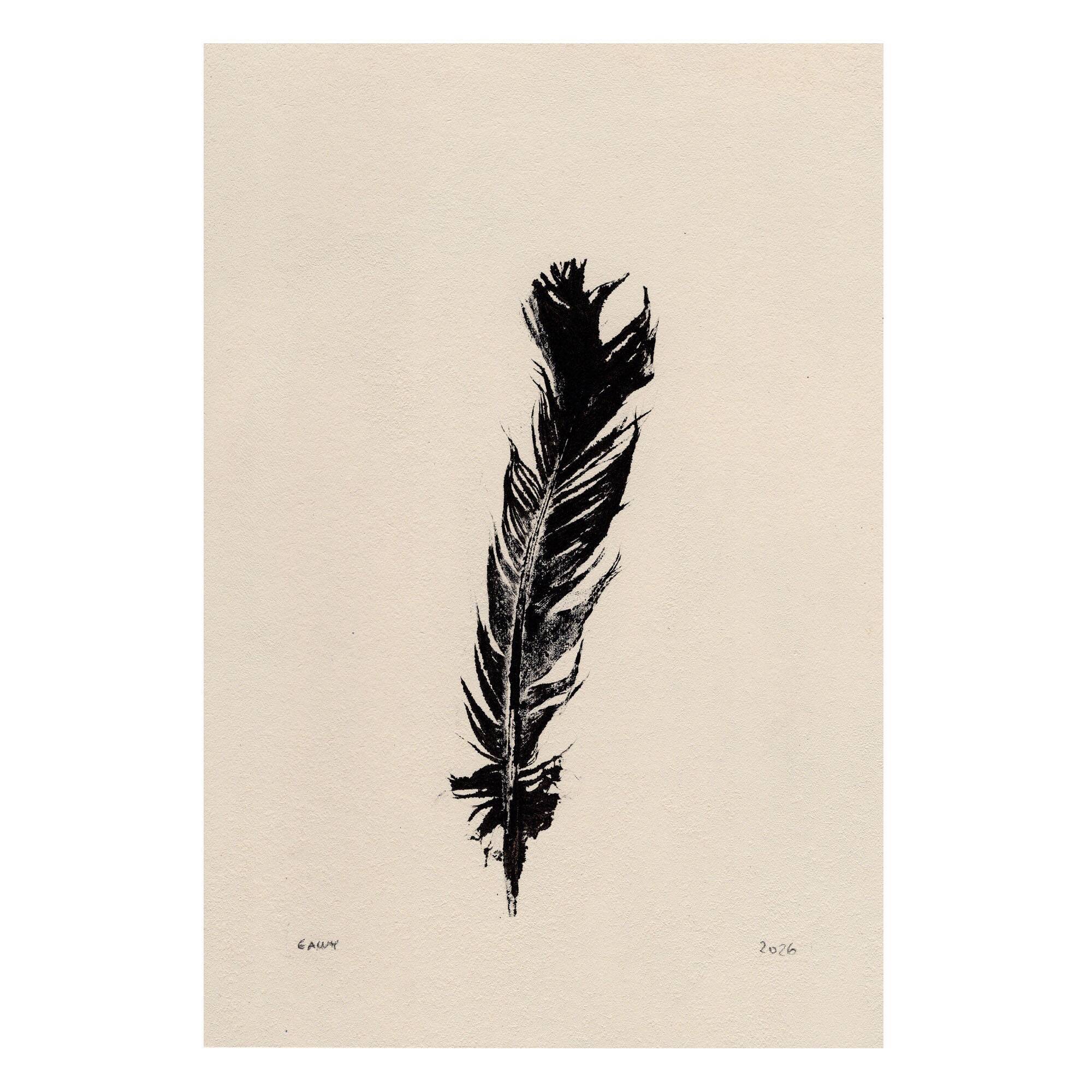 Acrylic painting on black feather paper signed Eawy.
