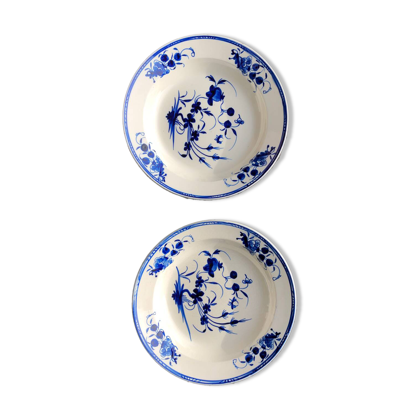 2 deep plates Tournai porcelain 20th century