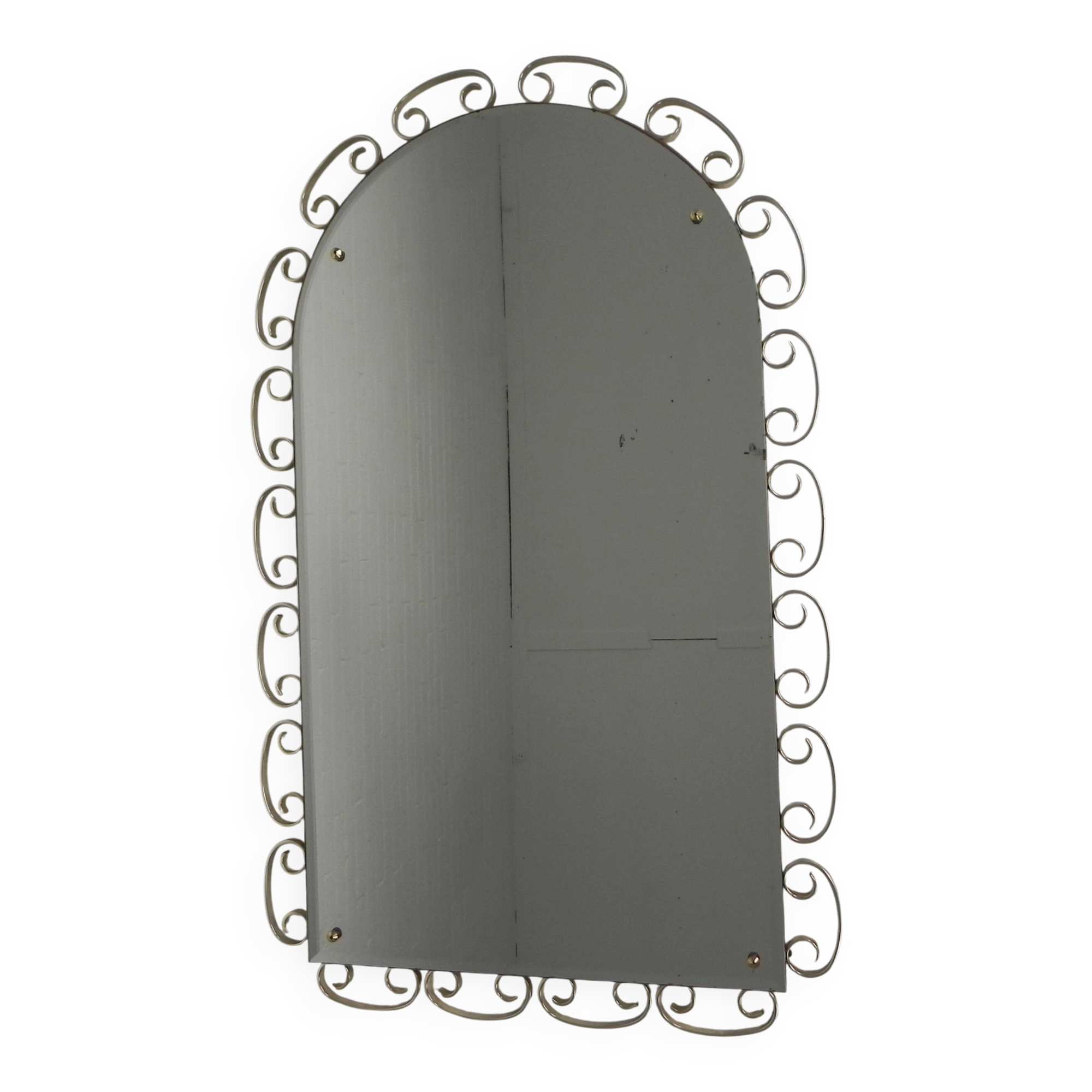 Vintage faceted mirror in an aluminium frame from the 1950s.