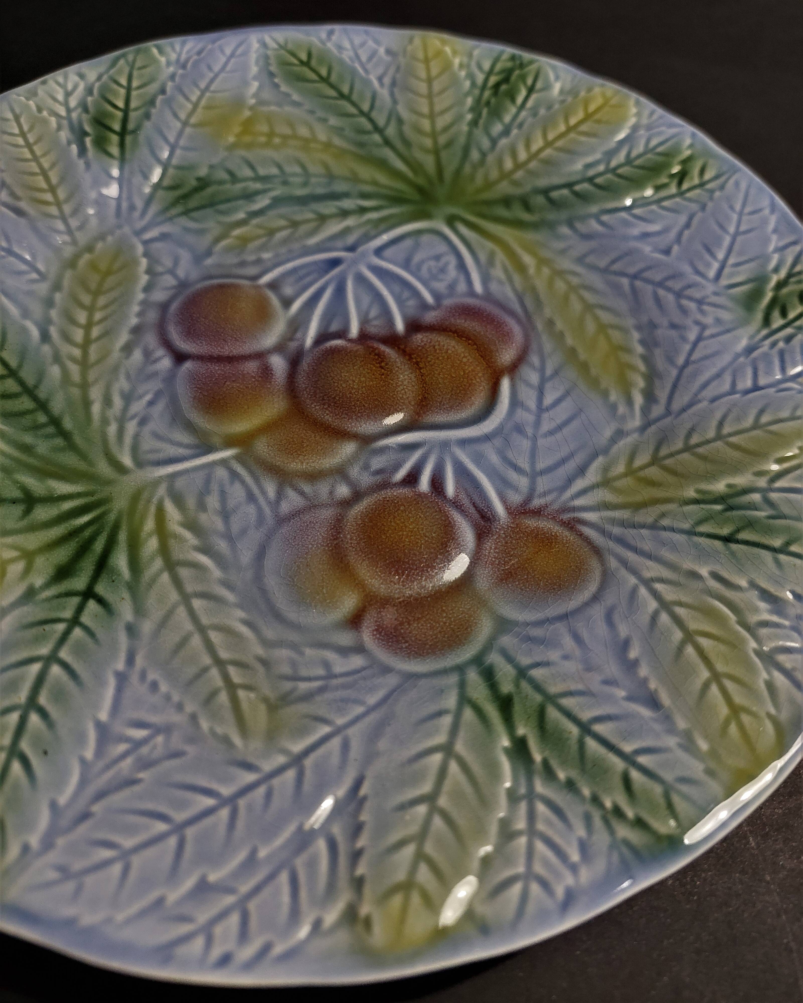 Cherry barbotine plate Salins les Bains 20th century