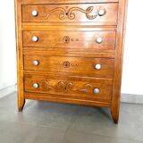 Vintage oak chest of drawers with 4 drawers, 1950s