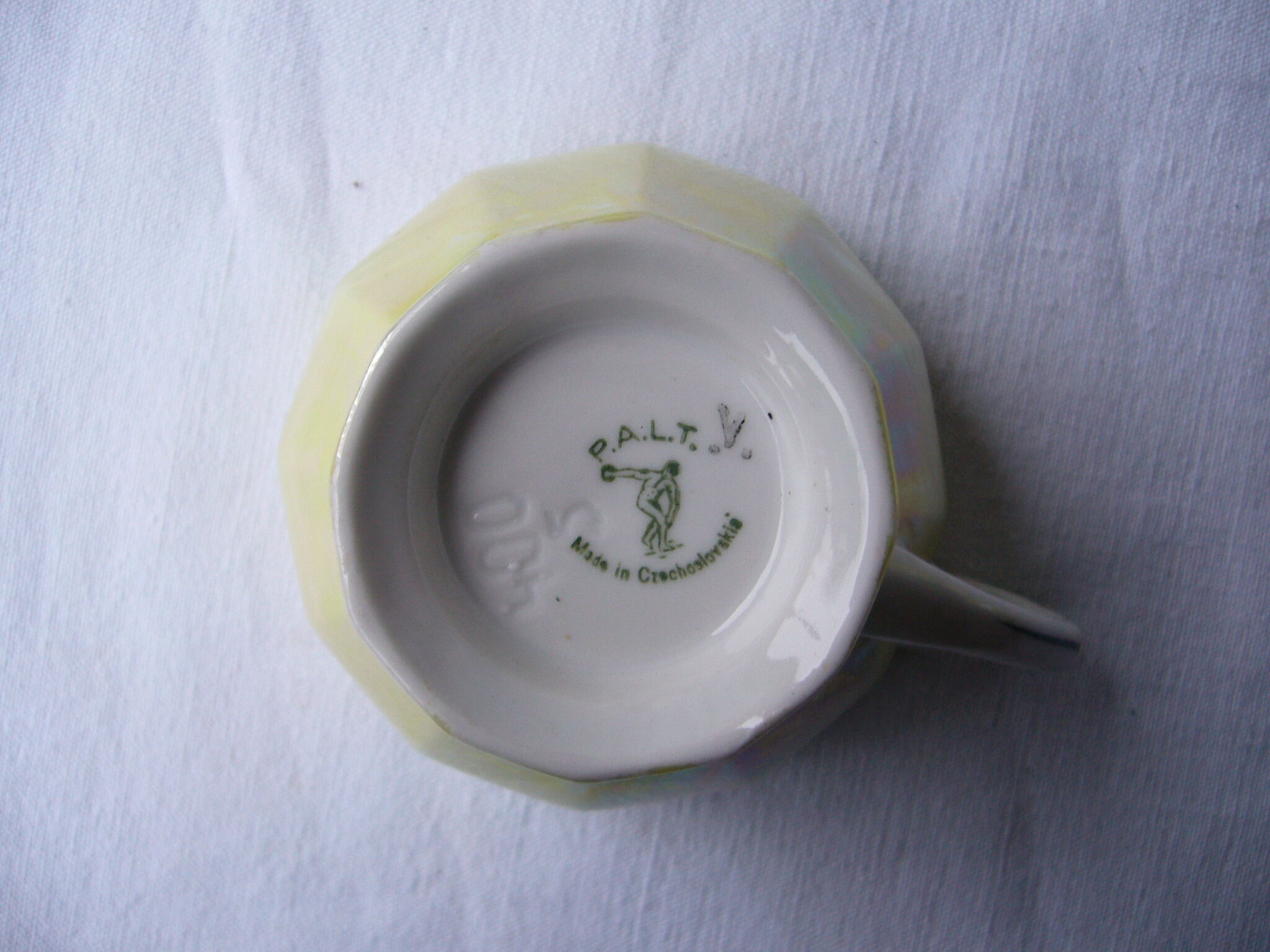 Art Deco style iridescent yellow porcelain coffee service