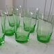 Lot de 6 verres à eau verts années 70