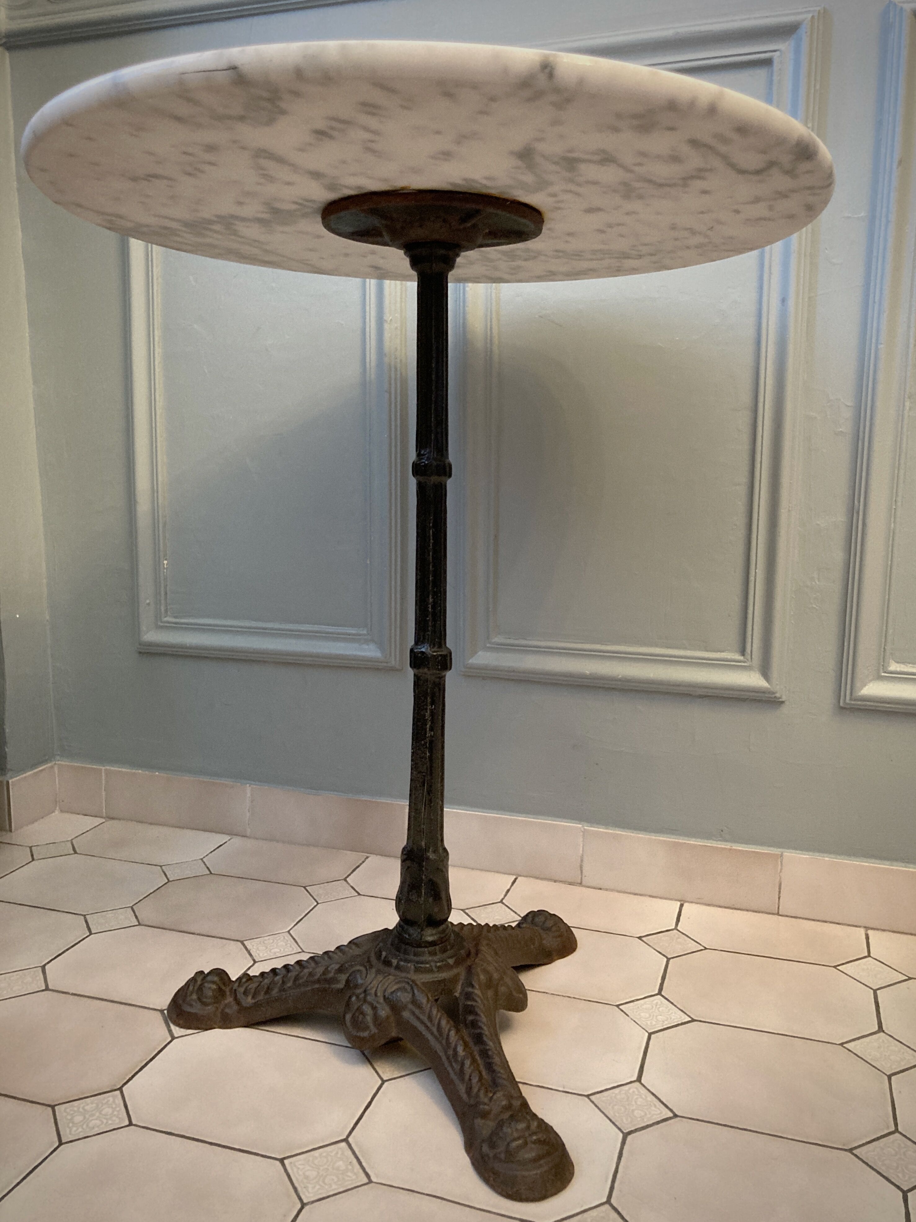Bistro table marble and cast iron art deco