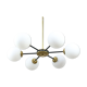 Mid-century sputnik brass and opaline glass chandelier