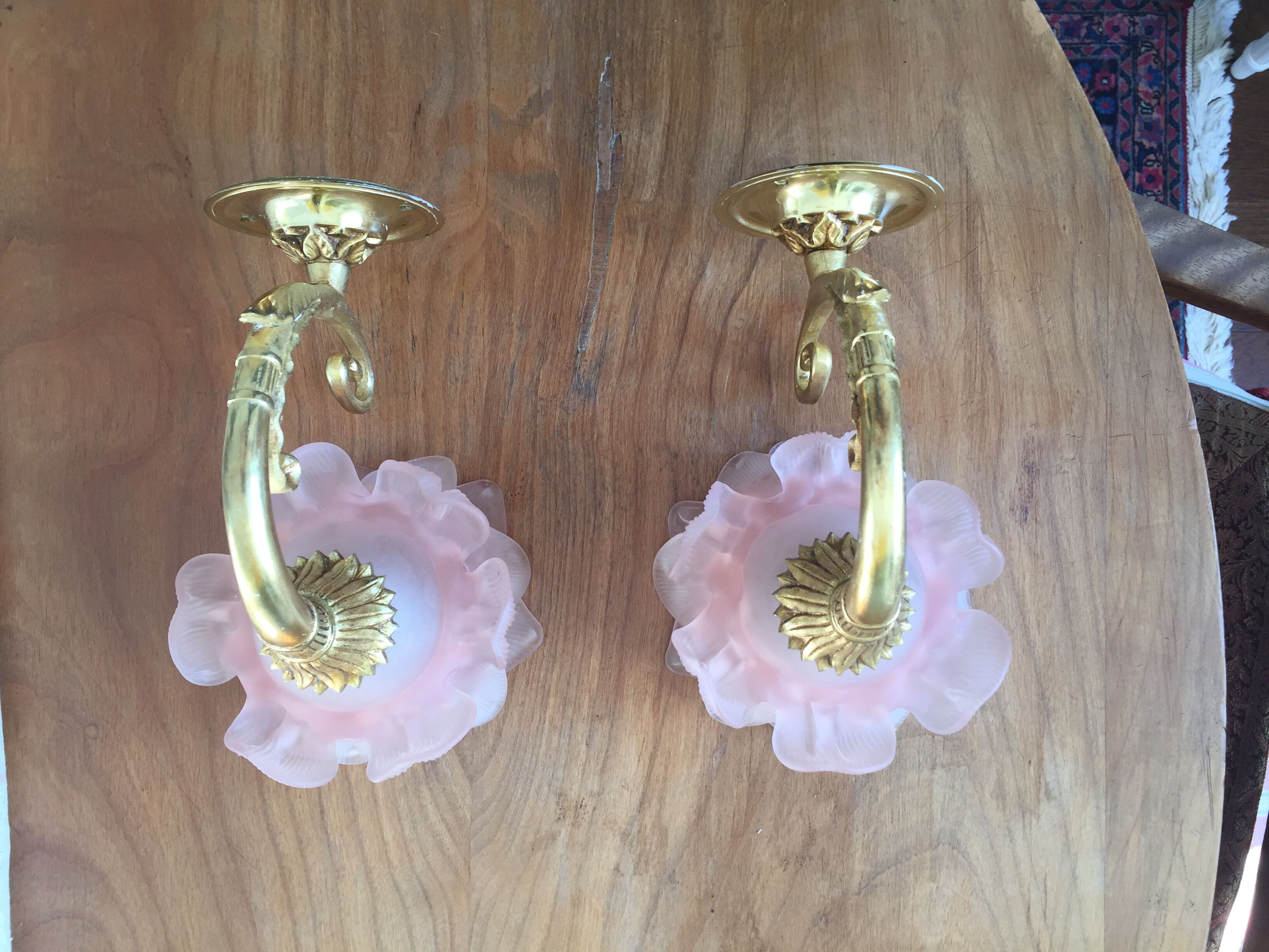 Art Deco wall lamps pink tulip