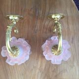 Art Deco wall lamps pink tulip