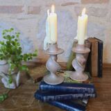 Vintage Soapstone Twisted Candlestick Duo?