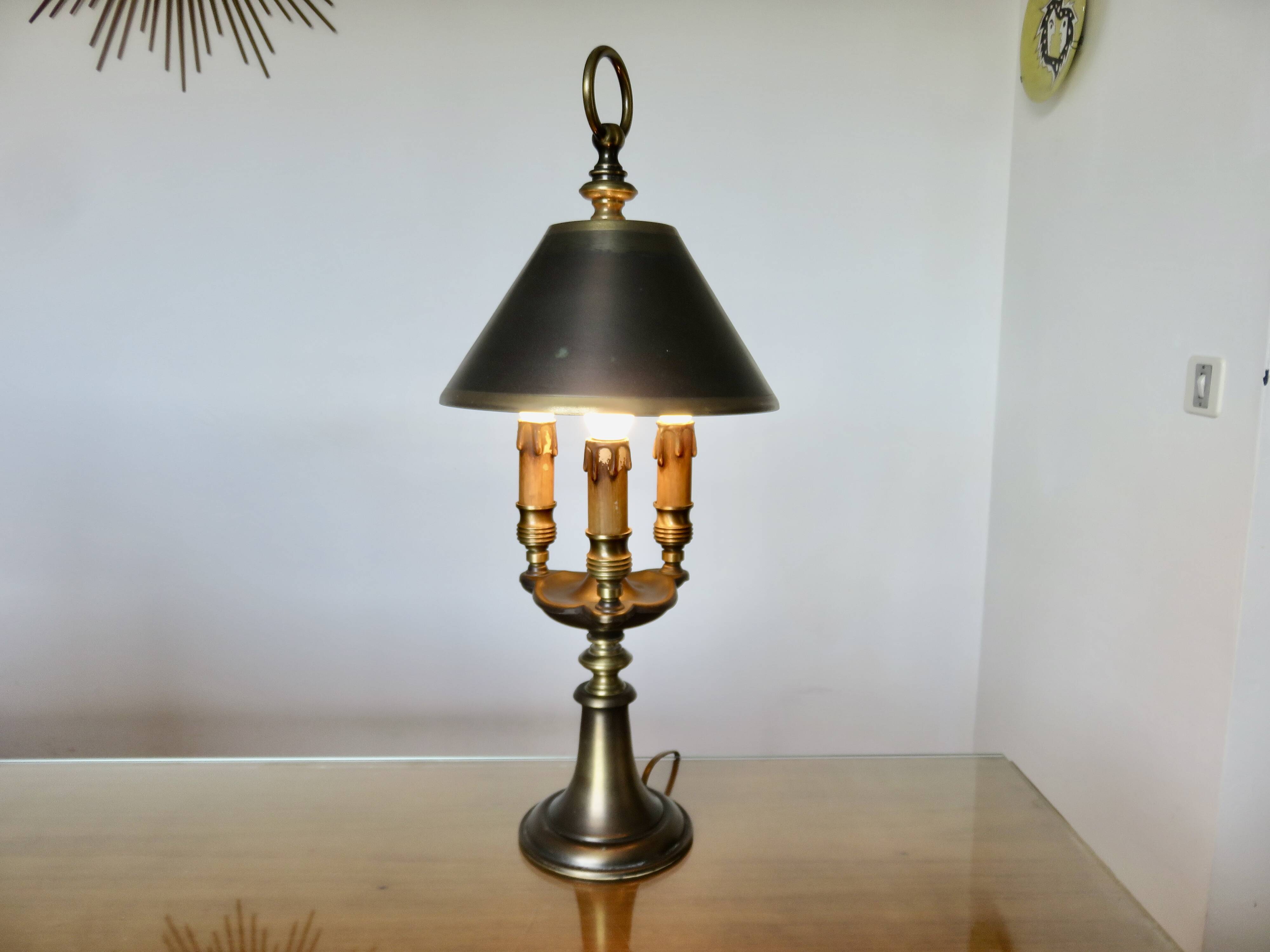 Bronze hot water bottle lamp with 3 lights
