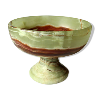 Handcarved onyx footed serving bowl, trinket bowl, vintage from the 1970s