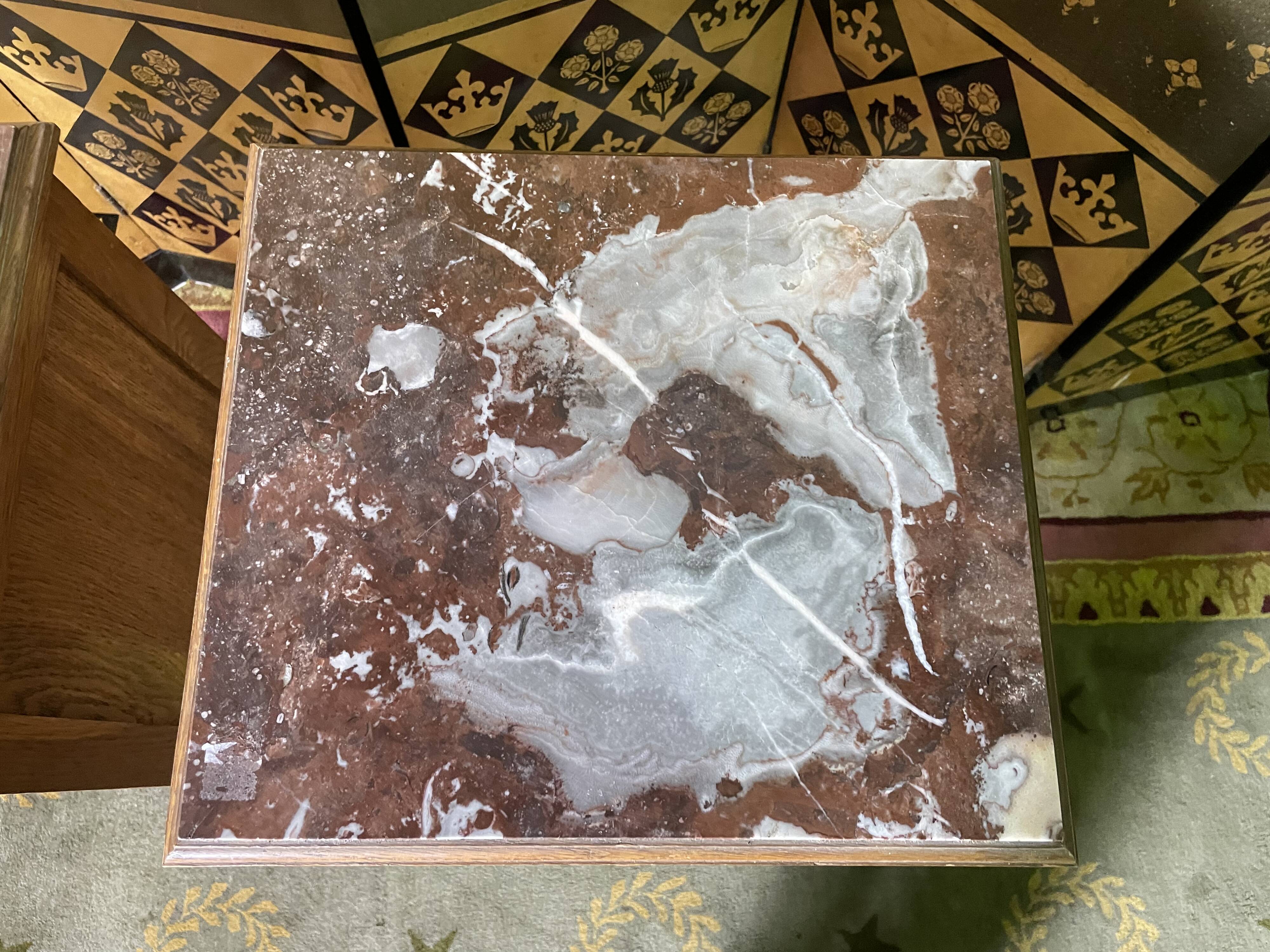 Pair of bedside tables in solid oak and marble