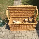 Toy box bench vintage rattan