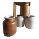 4 old stoneware mustard pots, lab Lagny, vintage France circa 1950/1960