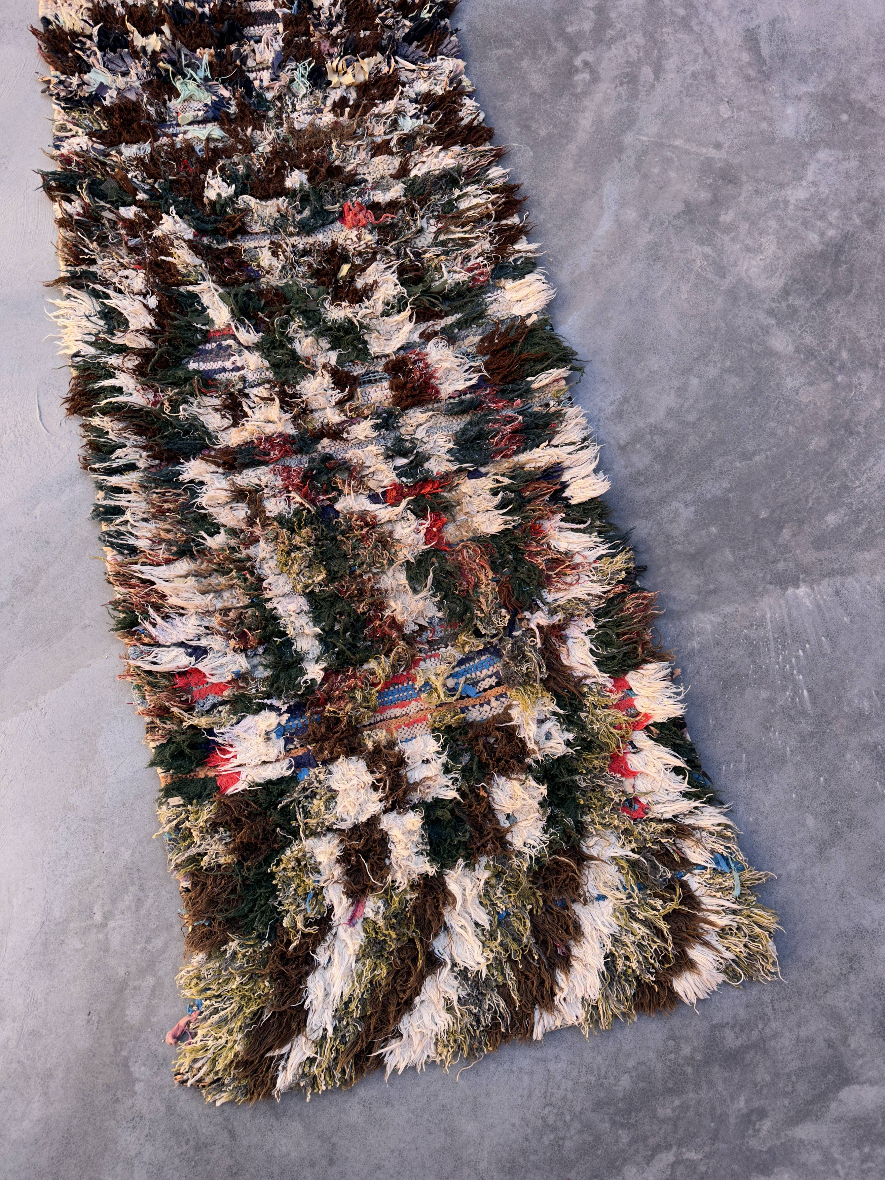 Moroccan carpet boucherouite colored - 70 x 160 cm