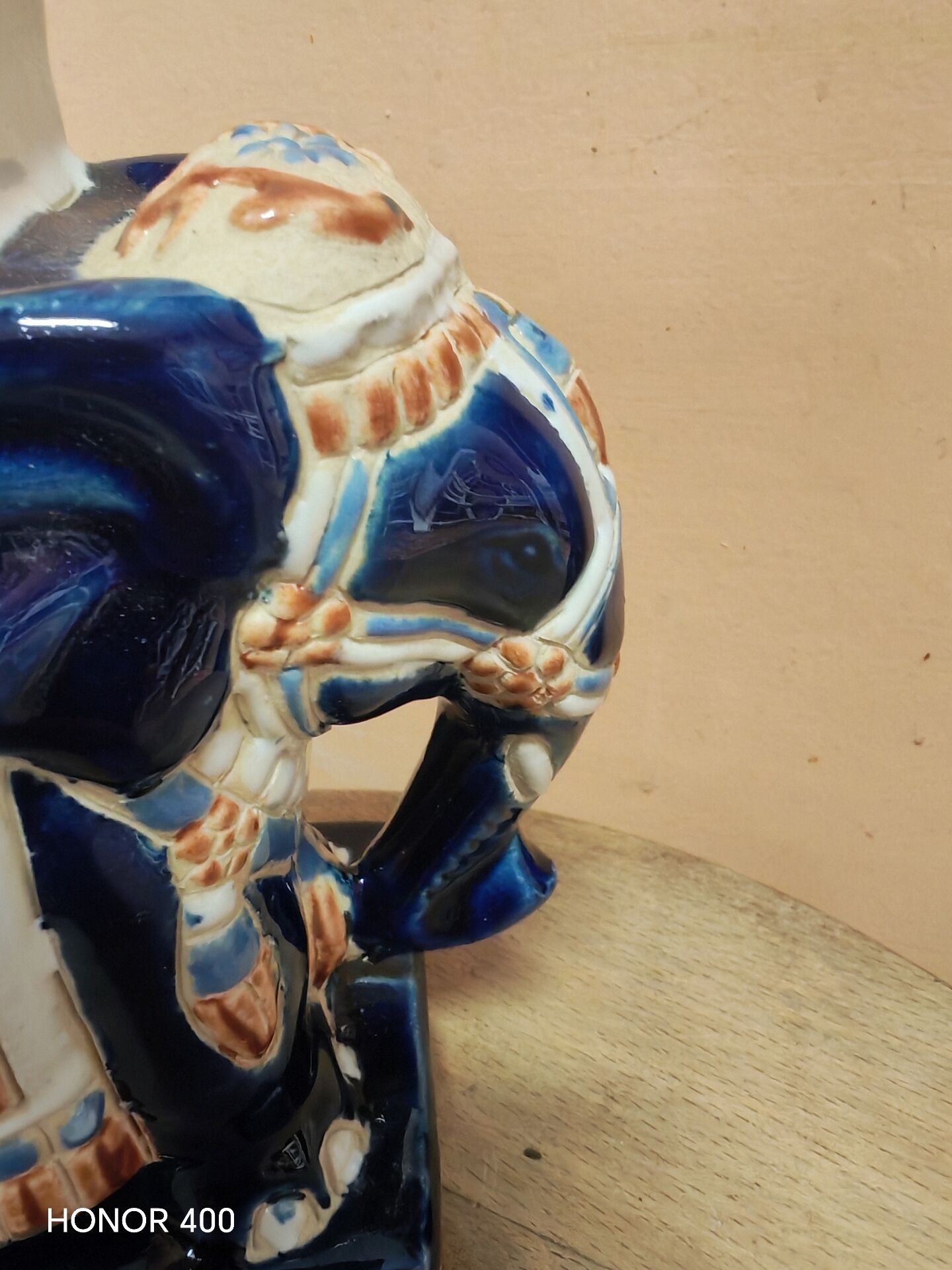 Ceramic enamelled elephant ashtray and pocket tray