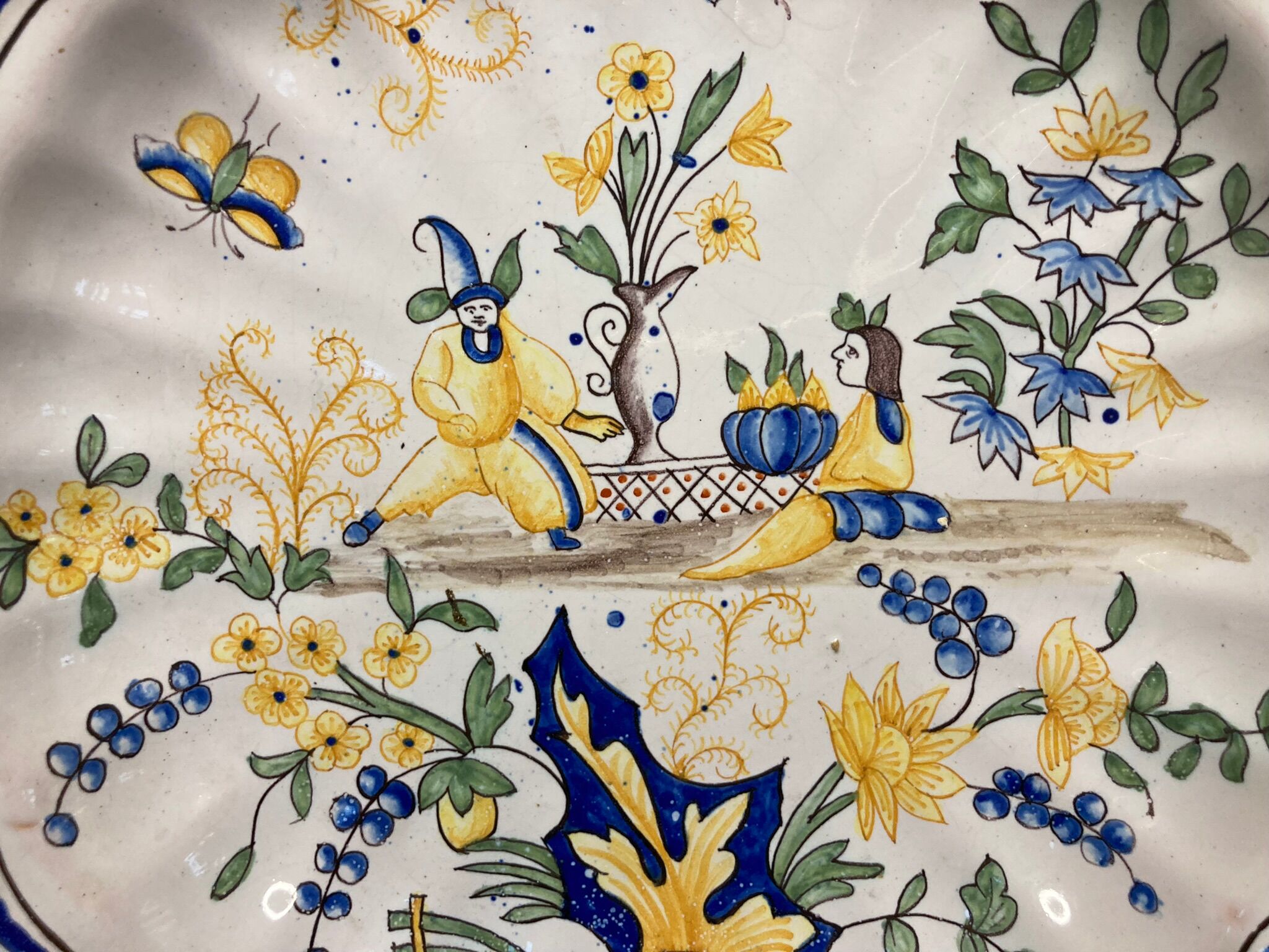 Montagnon, old earthenware plate, Nevers, 19th century