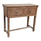 Deep console in old wood with two drawers